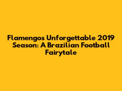 Flamengo's Unforgettable 2019 Season: A Brazilian Football Fairytale