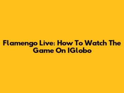 Flamengo Live: How To Watch The Game On IGlobo
