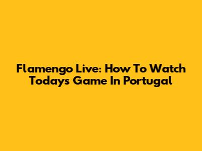 Flamengo Live: How To Watch Today's Game In Portugal