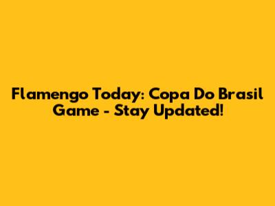 Flamengo Today: Copa Do Brasil Game - Stay Updated!