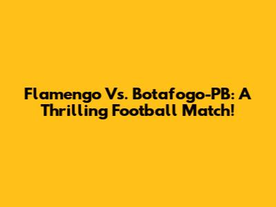 Flamengo Vs. Botafogo-PB: A Thrilling Football Match!