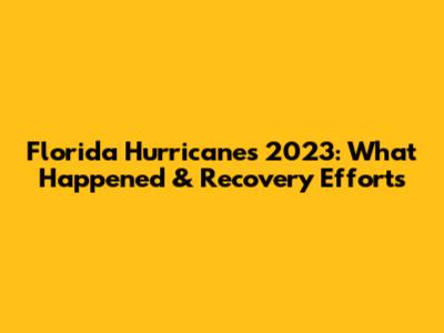 Florida Hurricanes 2023: What Happened & Recovery Efforts
