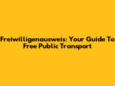 Freiwilligenausweis: Your Guide To Free Public Transport
