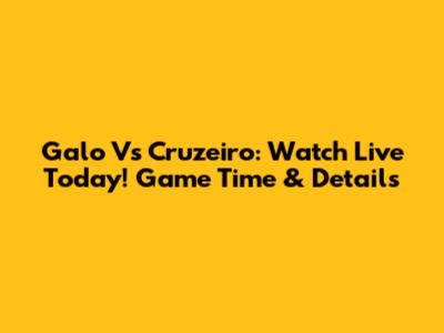 Galo Vs Cruzeiro: Watch Live Today! Game Time & Details