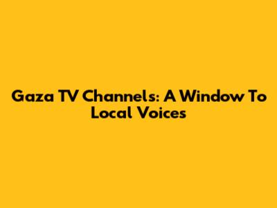 Gaza TV Channels: A Window To Local Voices
