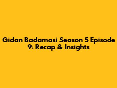 Gidan Badamasi Season 5 Episode 9: Recap & Insights