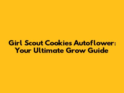 Girl Scout Cookies Autoflower: Your Ultimate Grow Guide