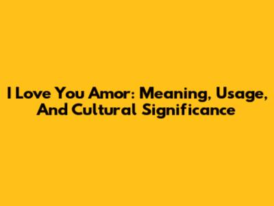 I Love You Amor: Meaning, Usage, And Cultural Significance