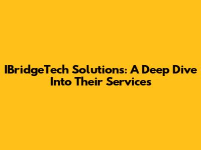 IBridgeTech Solutions: A Deep Dive Into Their Services