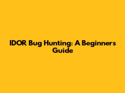 IDOR Bug Hunting: A Beginner's Guide