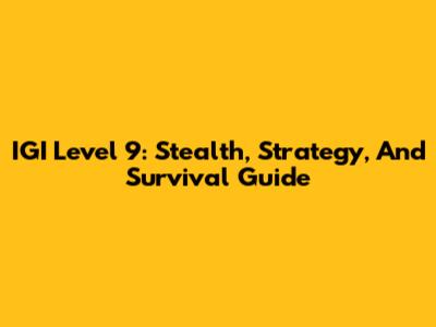 IGI Level 9: Stealth, Strategy, And Survival Guide