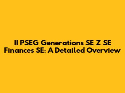 II PSEG Generations SE Z SE Finances SE: A Detailed Overview