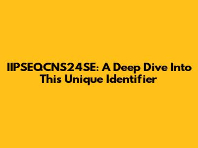 IIPSEQCNS24SE: A Deep Dive Into This Unique Identifier
