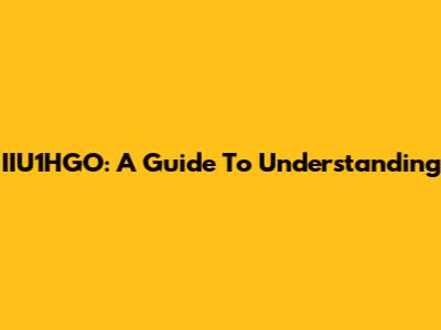 IIU1HGO: A Guide To Understanding