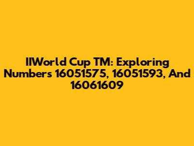 IIWorld Cup TM: Exploring Numbers 16051575, 16051593, And 16061609
