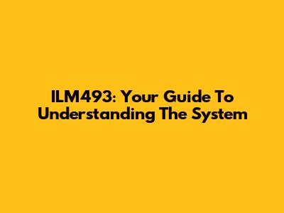 ILM493: Your Guide To Understanding The System