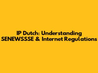 IP Dutch: Understanding SENEWSSSE & Internet Regulations