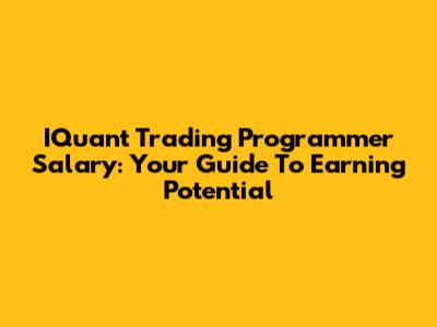 IQuant Trading Programmer Salary: Your Guide To Earning Potential