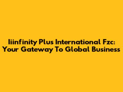 Iiinfinity Plus International Fzc: Your Gateway To Global Business