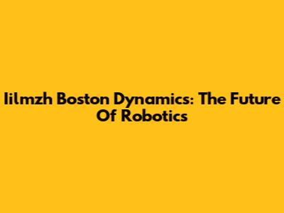 Iilmzh Boston Dynamics: The Future Of Robotics