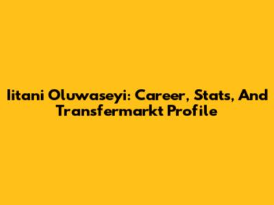 Iitani Oluwaseyi: Career, Stats, And Transfermarkt Profile