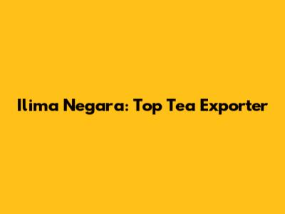 Ilima Negara: Top Tea Exporter