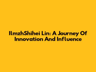 IlmzhShihei Lin: A Journey Of Innovation And Influence