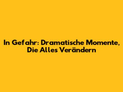 In Gefahr: Dramatische Momente, Die Alles Verändern