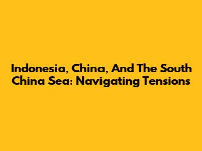 Indonesia, China, And The South China Sea: Navigating Tensions