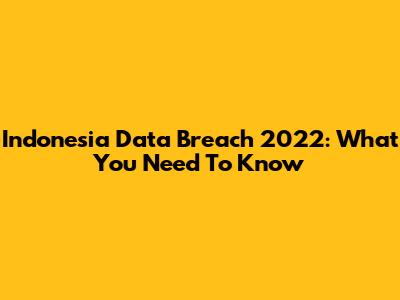 Indonesia Data Breach 2022: What You Need To Know