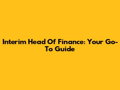 Interim Head Of Finance: Your Go-To Guide