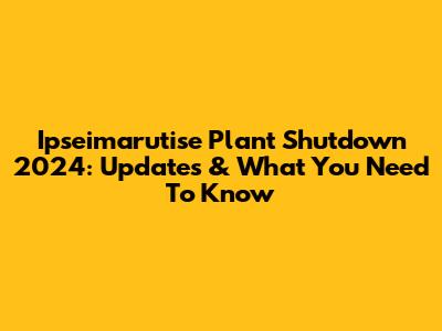 Ipseimarutise Plant Shutdown 2024: Updates & What You Need To Know