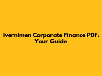 Ivernimen Corporate Finance PDF: Your Guide