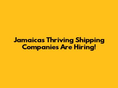 Jamaica's Thriving Shipping Companies Are Hiring!