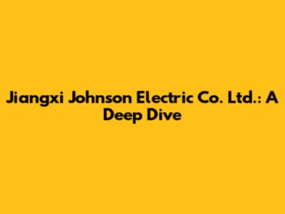 Jiangxi Johnson Electric Co. Ltd.: A Deep Dive