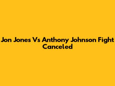 Jon Jones Vs Anthony Johnson Fight Canceled