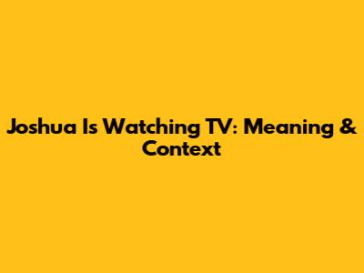 Joshua Is Watching TV: Meaning & Context