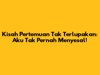 Kisah Pertemuan Tak Terlupakan: Aku Tak Pernah Menyesal!