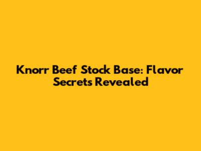 Knorr Beef Stock Base: Flavor Secrets Revealed
