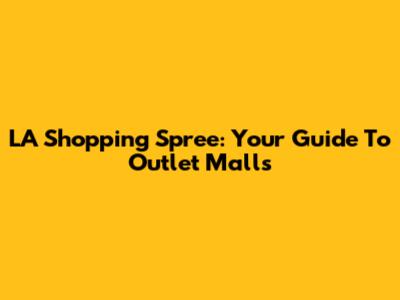 LA Shopping Spree: Your Guide To Outlet Malls