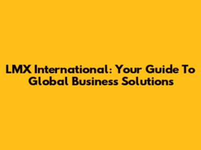 LMX International: Your Guide To Global Business Solutions