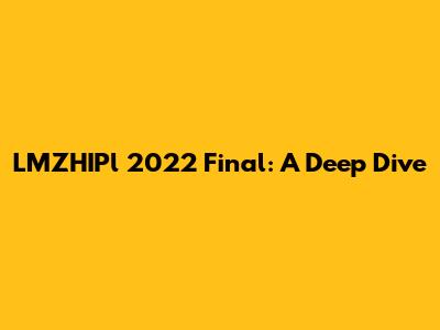 LMZHIPl 2022 Final: A Deep Dive
