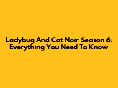 Ladybug And Cat Noir Season 6: Everything You Need To Know