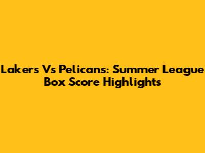 Lakers Vs Pelicans: Summer League Box Score Highlights