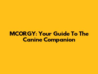MCORGY: Your Guide To The Canine Companion