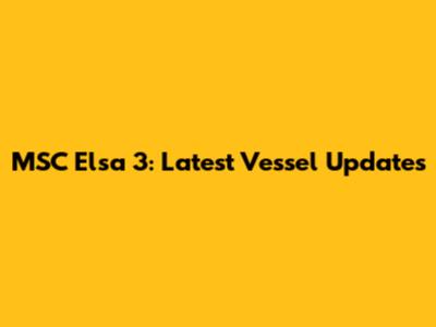 MSC Elsa 3: Latest Vessel Updates