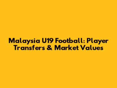 Malaysia U19 Football: Player Transfers & Market Values