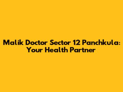 Malik Doctor Sector 12 Panchkula: Your Health Partner