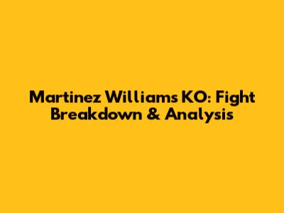 Martinez Williams KO: Fight Breakdown & Analysis