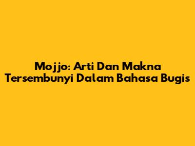 Mojjo: Arti Dan Makna Tersembunyi Dalam Bahasa Bugis